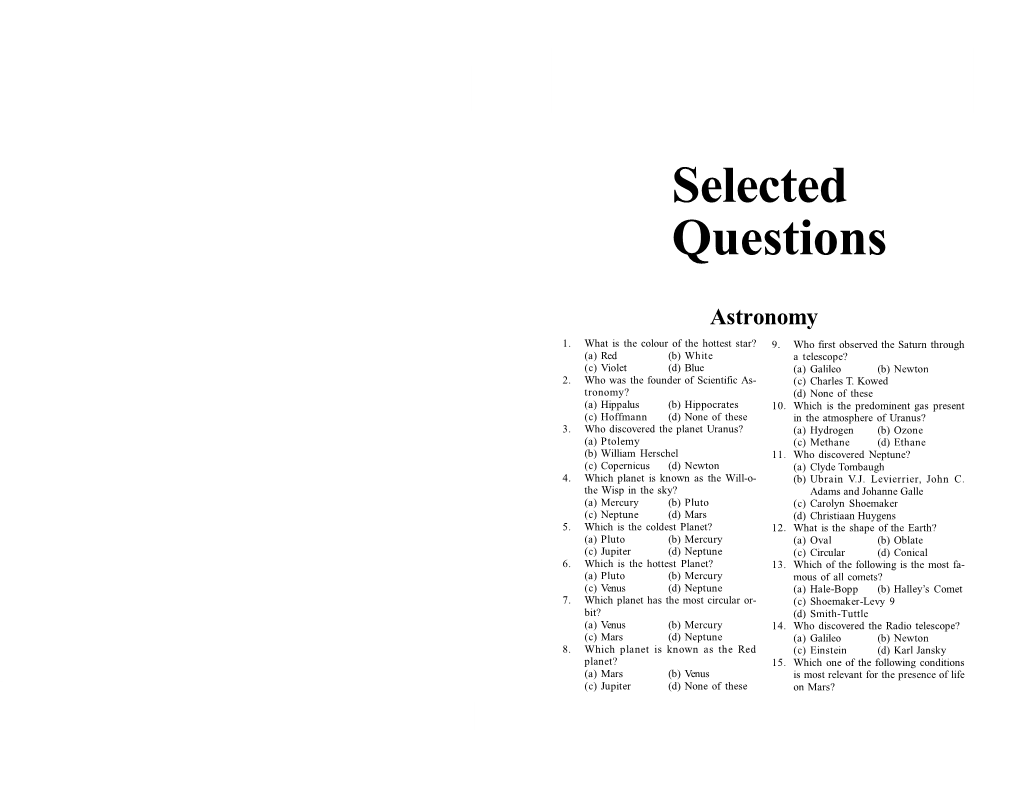 Selected Questions