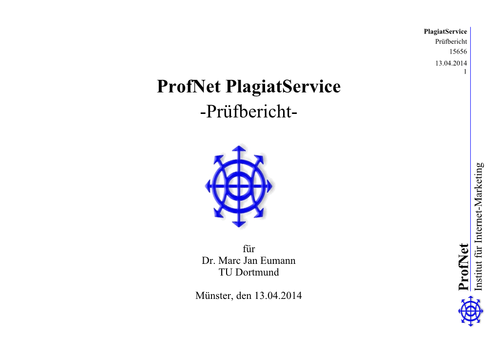 Profnet Plagiatservice -Prüfbericht