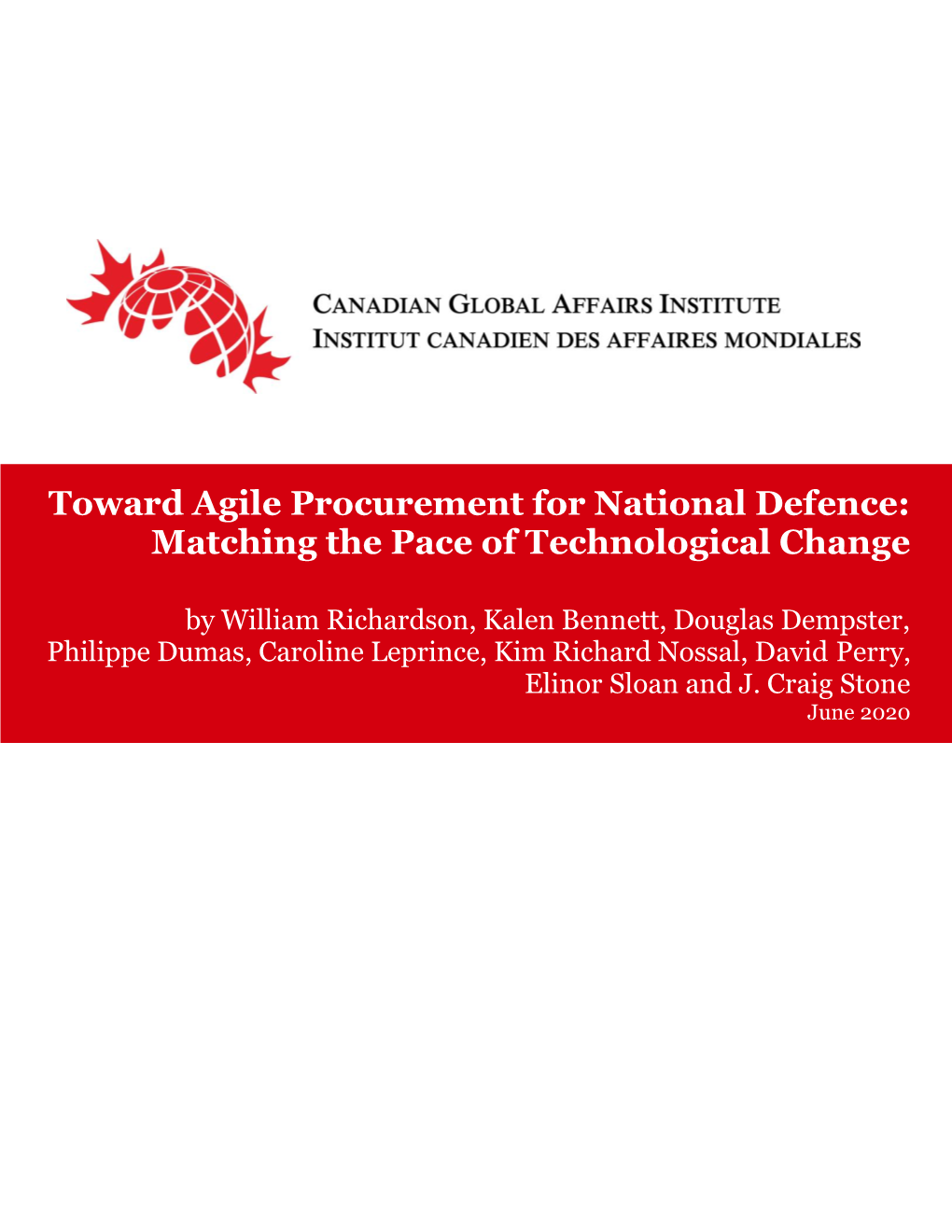 Toward Agile Procurement for National Defence: Matching the Pace of Technological Change