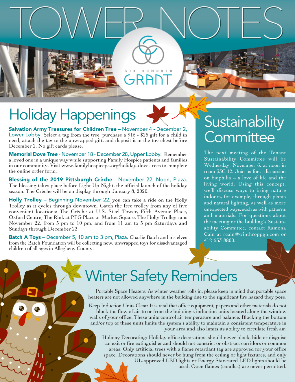 Sustainability Committee Holiday Happenings Winter Safety Reminders