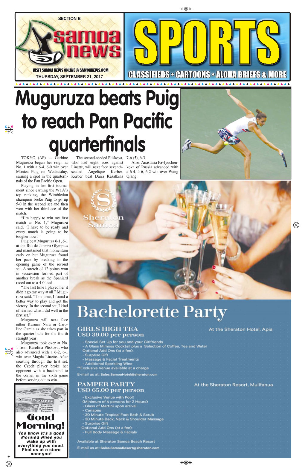 Muguruza Beats Puig to Reach Pan Pacific Quarterfinals