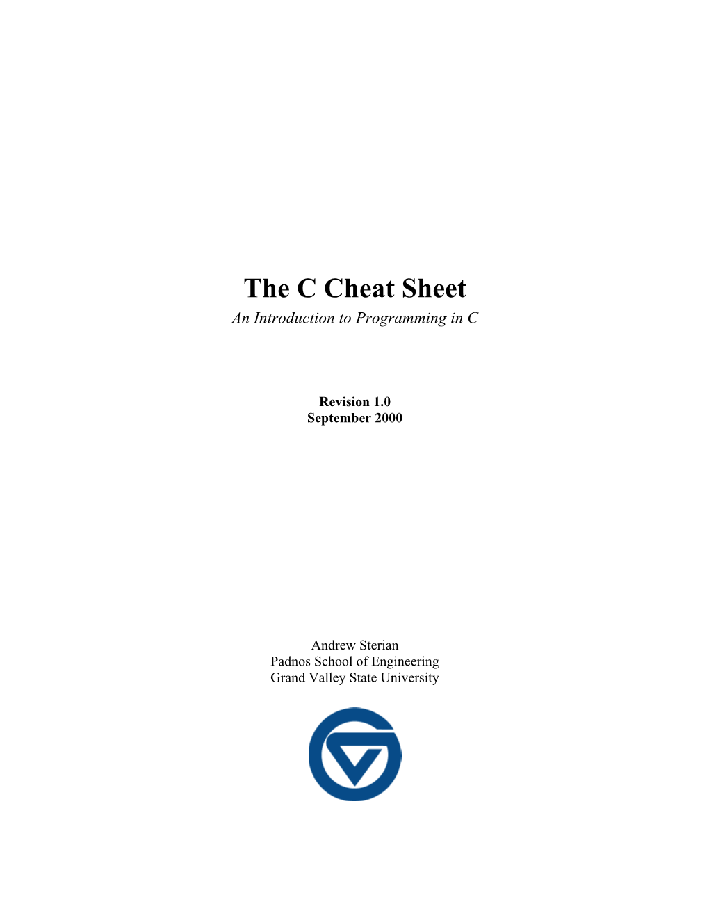 The C Cheat Sheet an Introduction to Programming in C