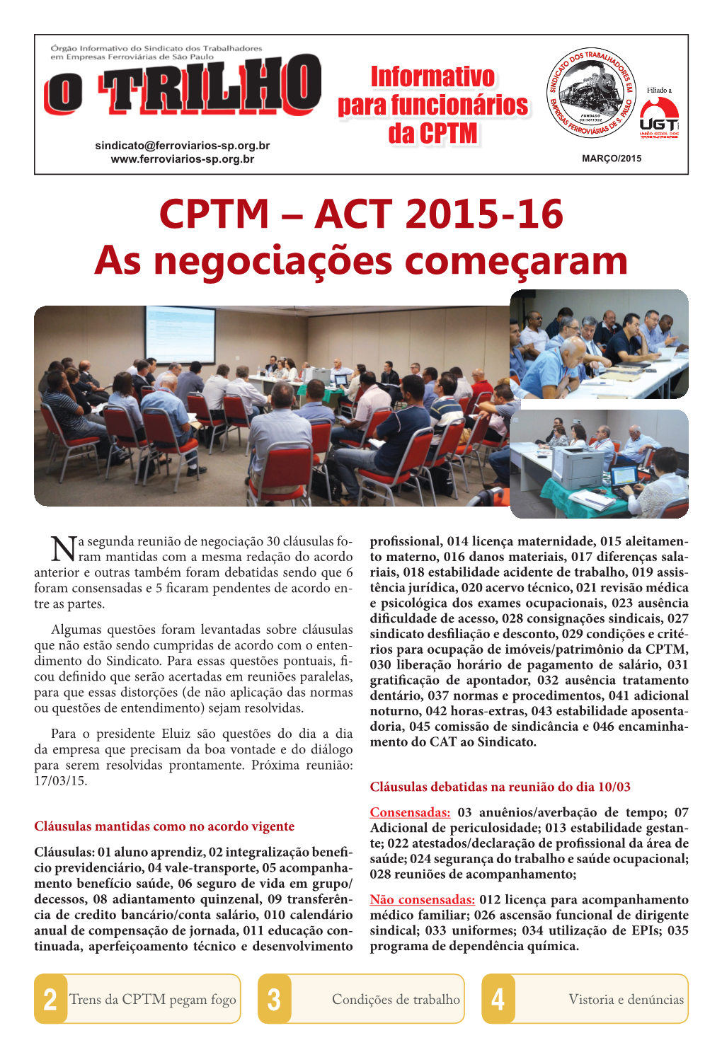 CPTM – ACT 2015-16 As Negociações Começaram