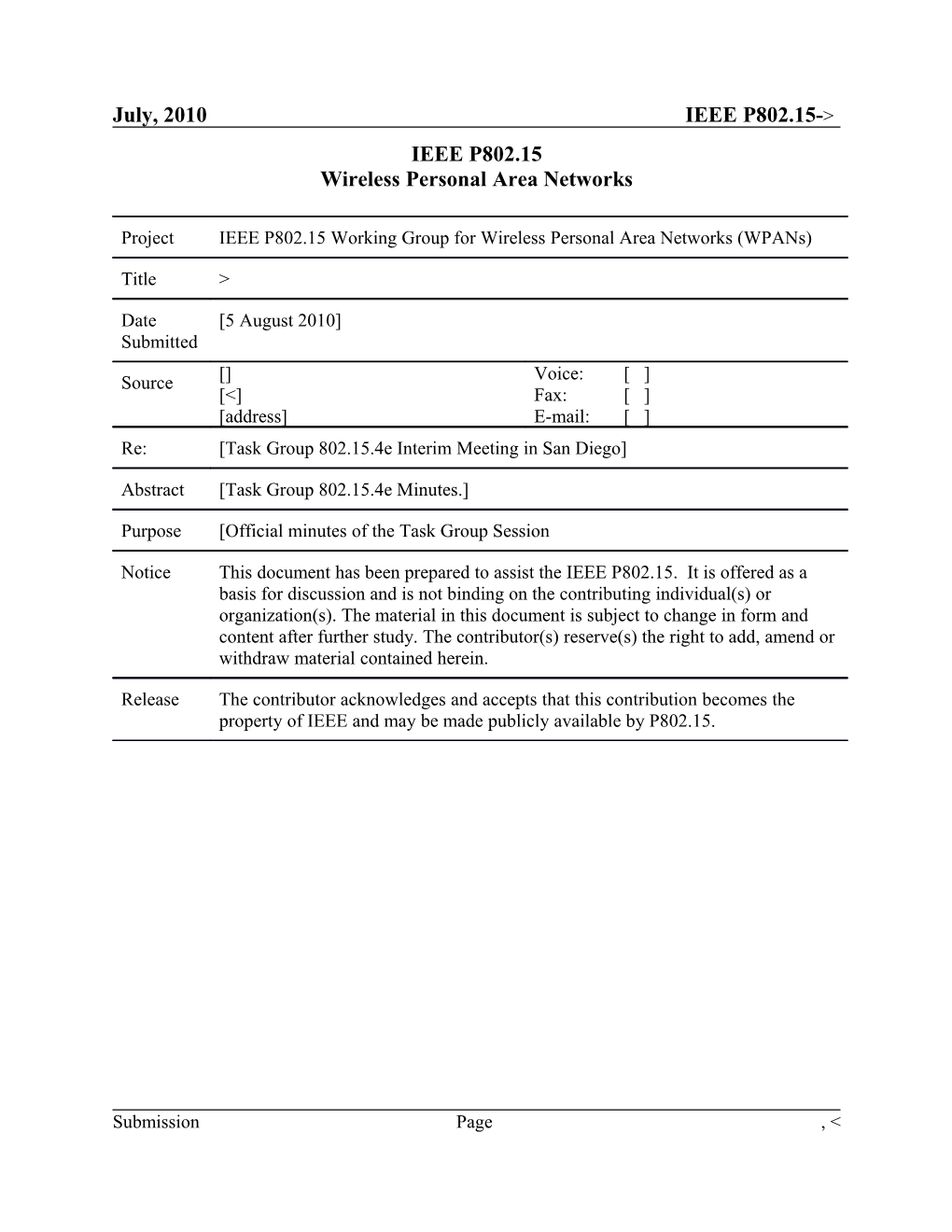 Task Group 15.4E Minutes