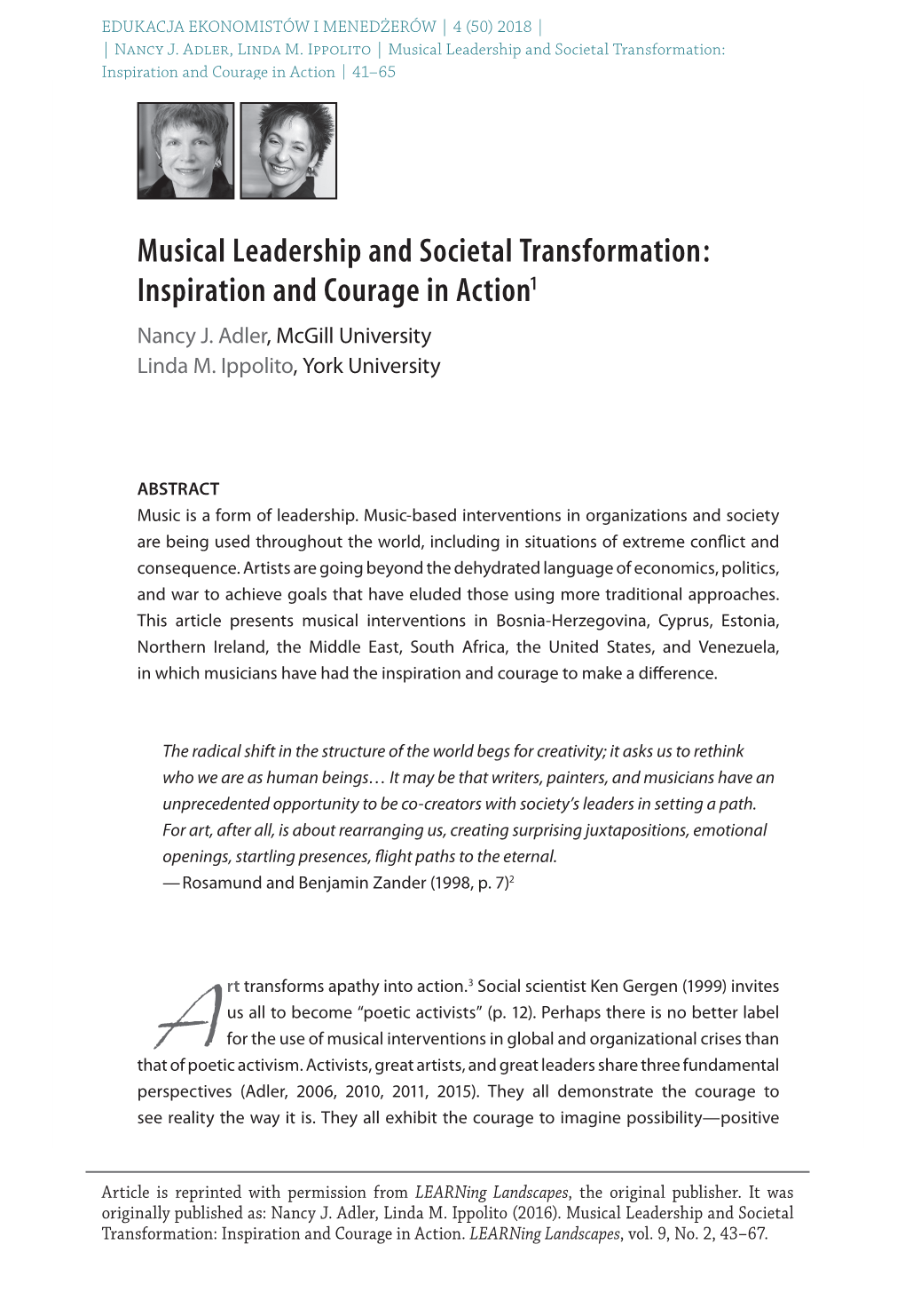 Musical Leadership and Societal Transformation: Inspiration and Courage in Action | 41–65