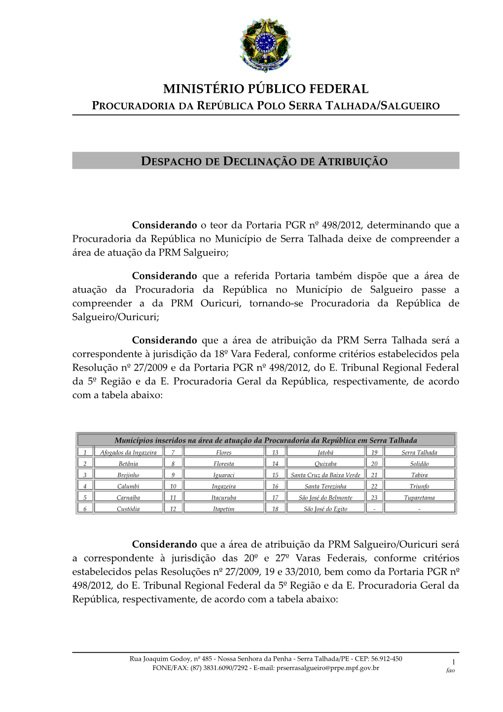 Excelentíssimo Senhor Juiz Federal Da 18ª Vara Federal Da Seção Judiciária No Estado De Pernambuco