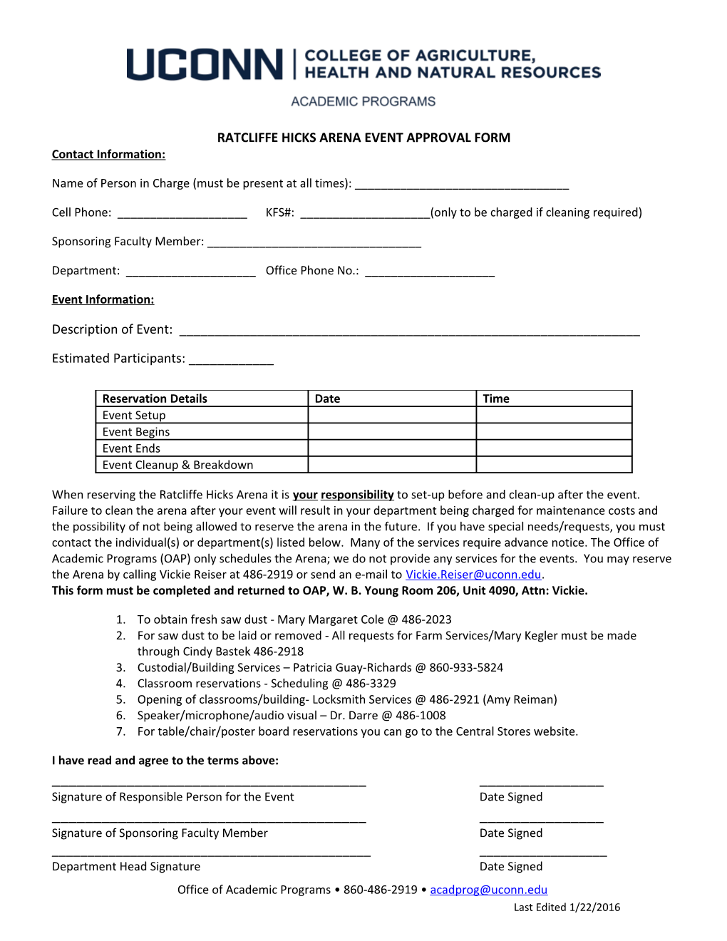 Ratcliffe Hicks Arena Event Approval Form
