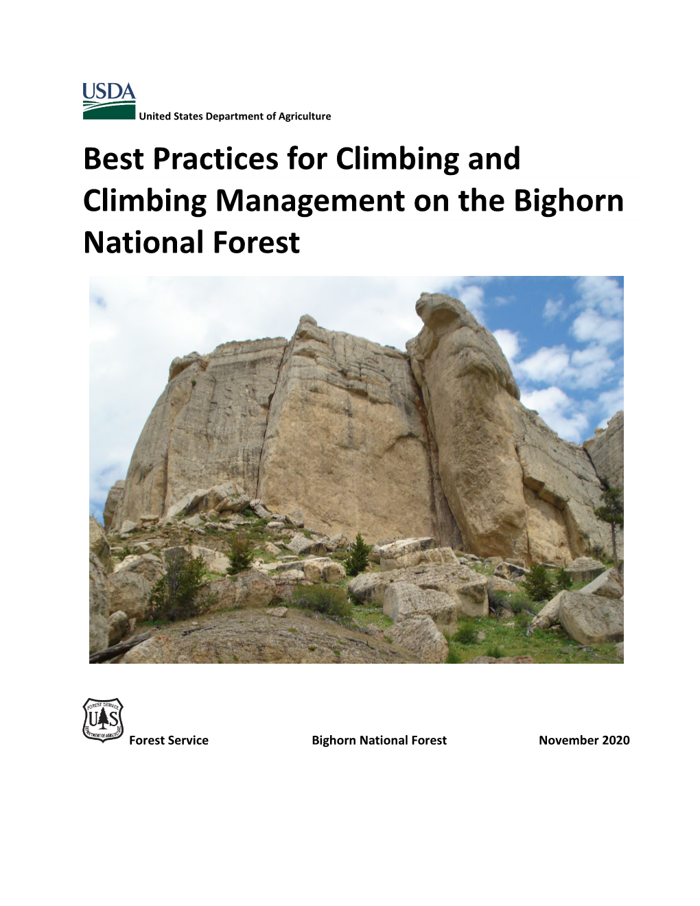 Best Practices for Climbing and Climbing Management on the Bighorn National Forest