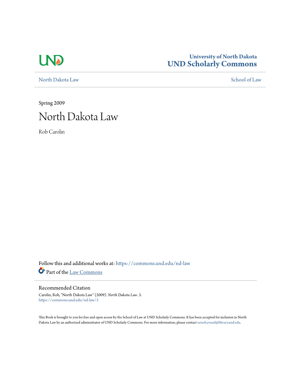 North Dakota UND Scholarly Commons