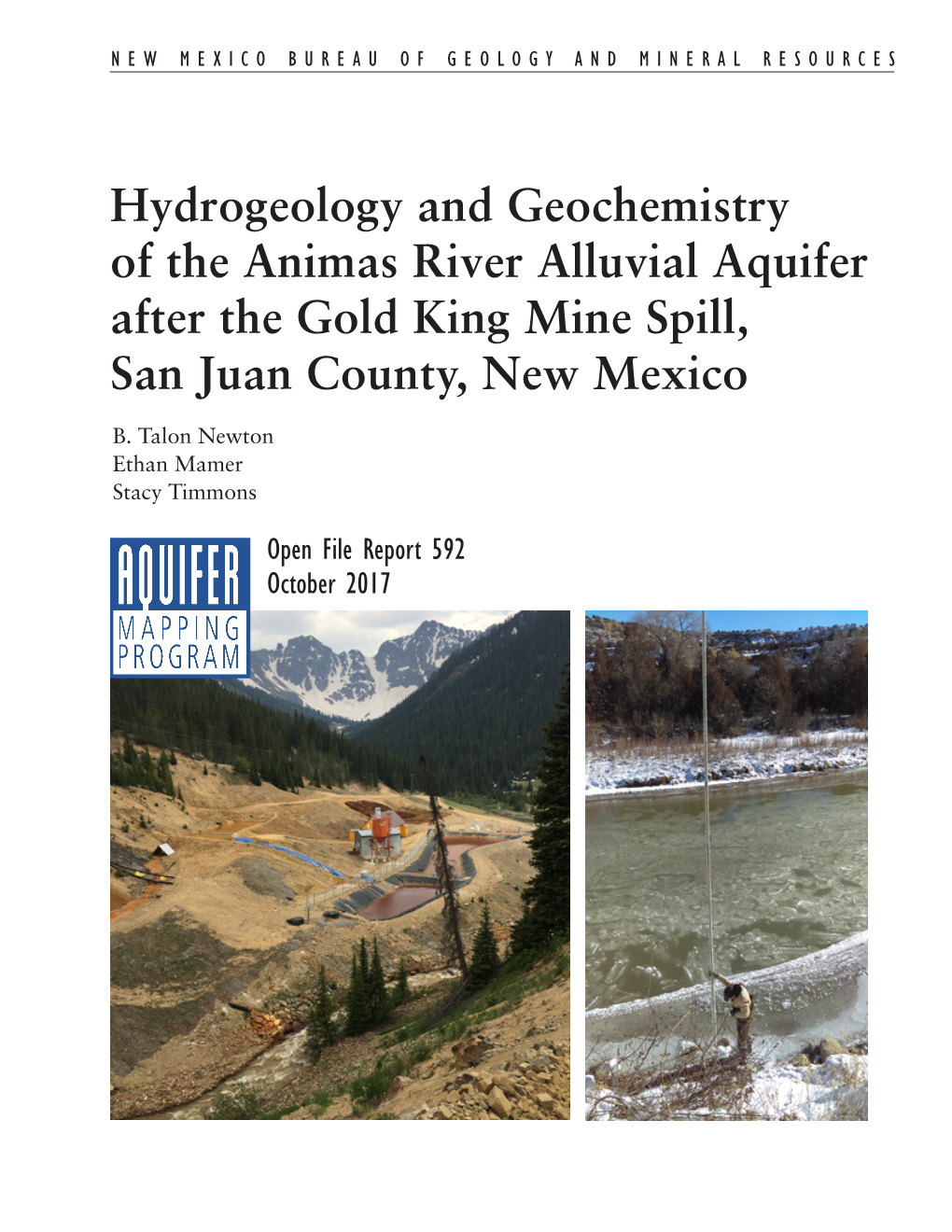 Hydrogeology and Geochemistry of the Animas River Alluvial Aquifer After the Gold King Mine Spill, San Juan County, New Mexico