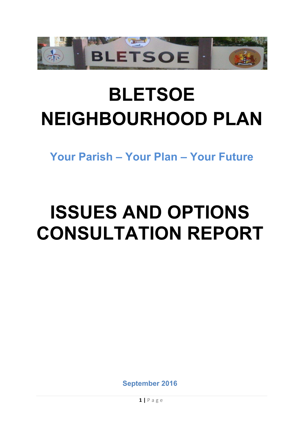 Bletsoe Neighbourhood Plan Issues and Options