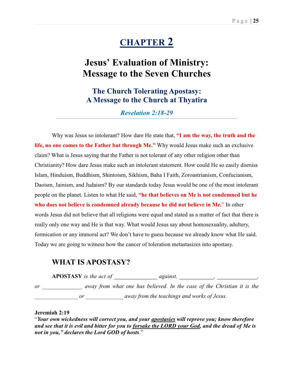 Jesus' Evaluation of Ministry: Message to the Seven Churches