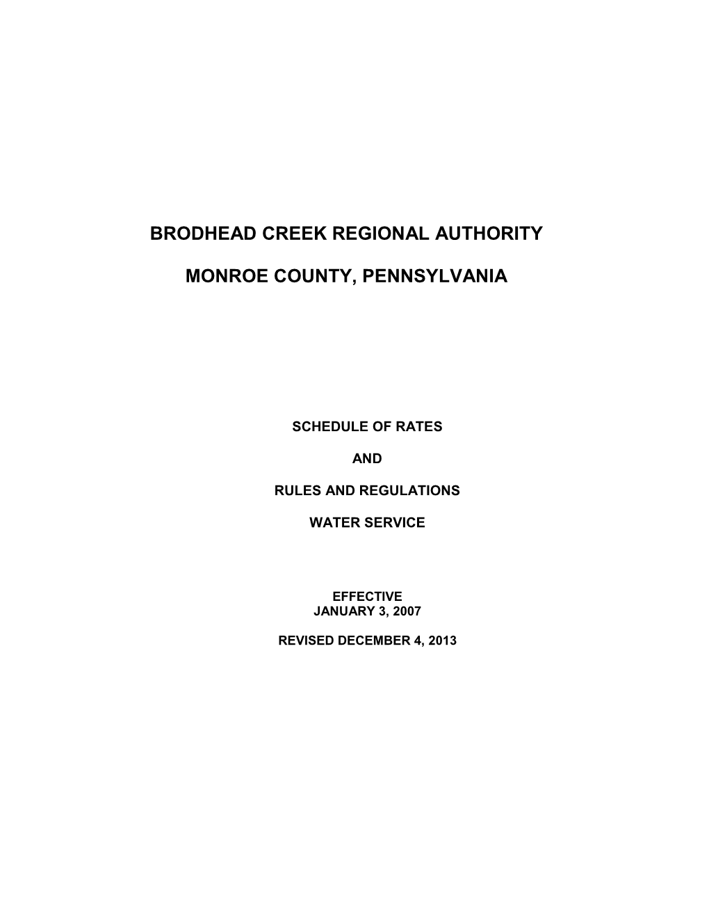 Brodhead Creek Regional Authority Monroe County