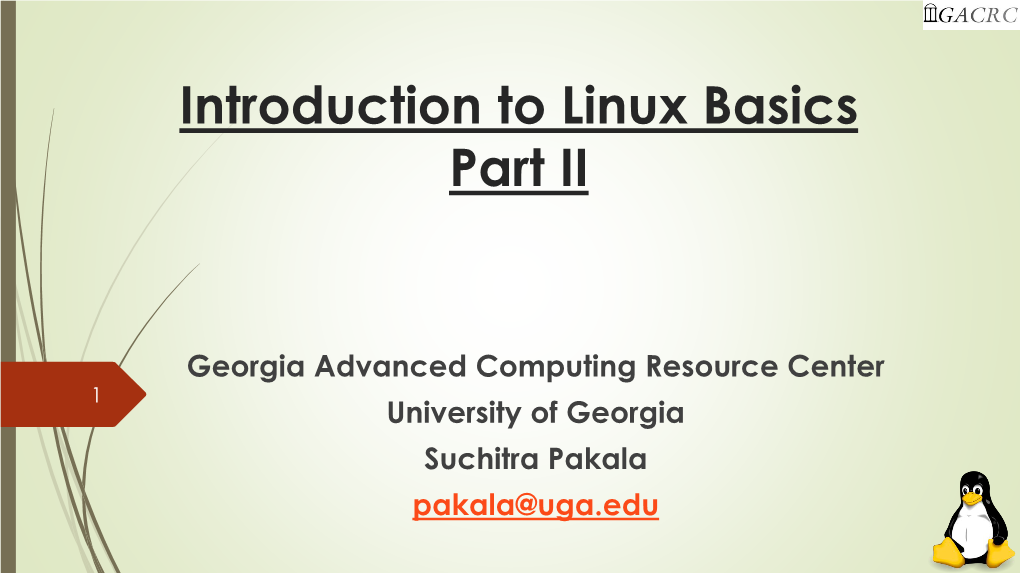 Introduction to Linux Basics Part II