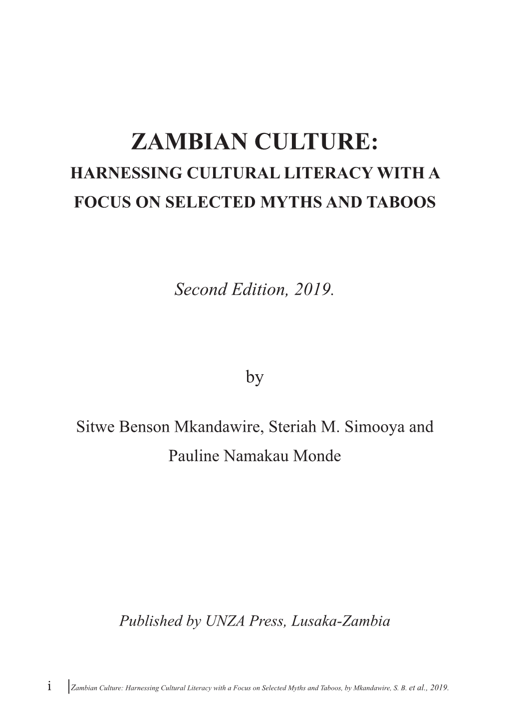 Zambian Culture with Myths and Taboos Final.Pdf