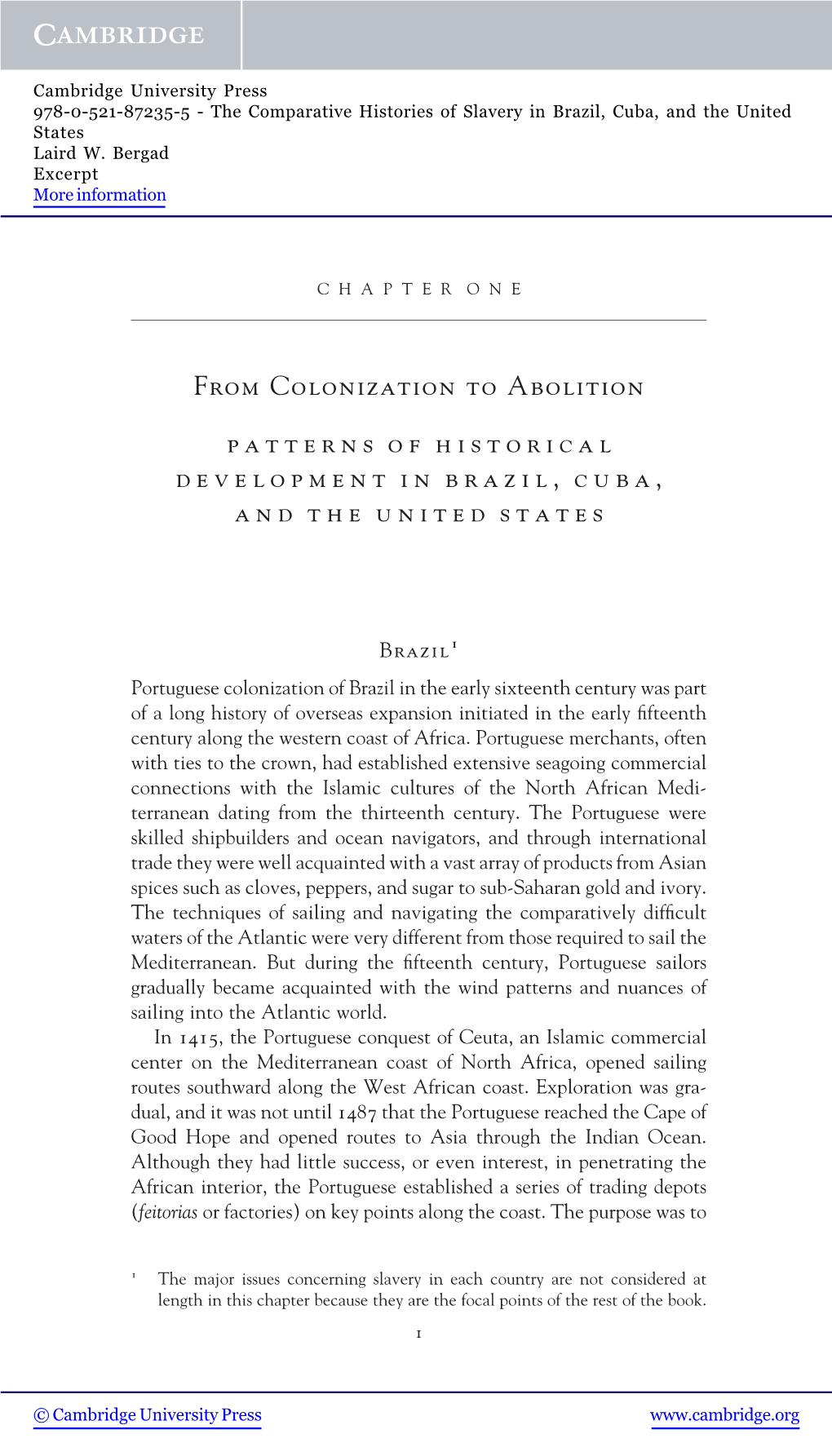 From Colonization to Abolition Patterns of Historical Development In