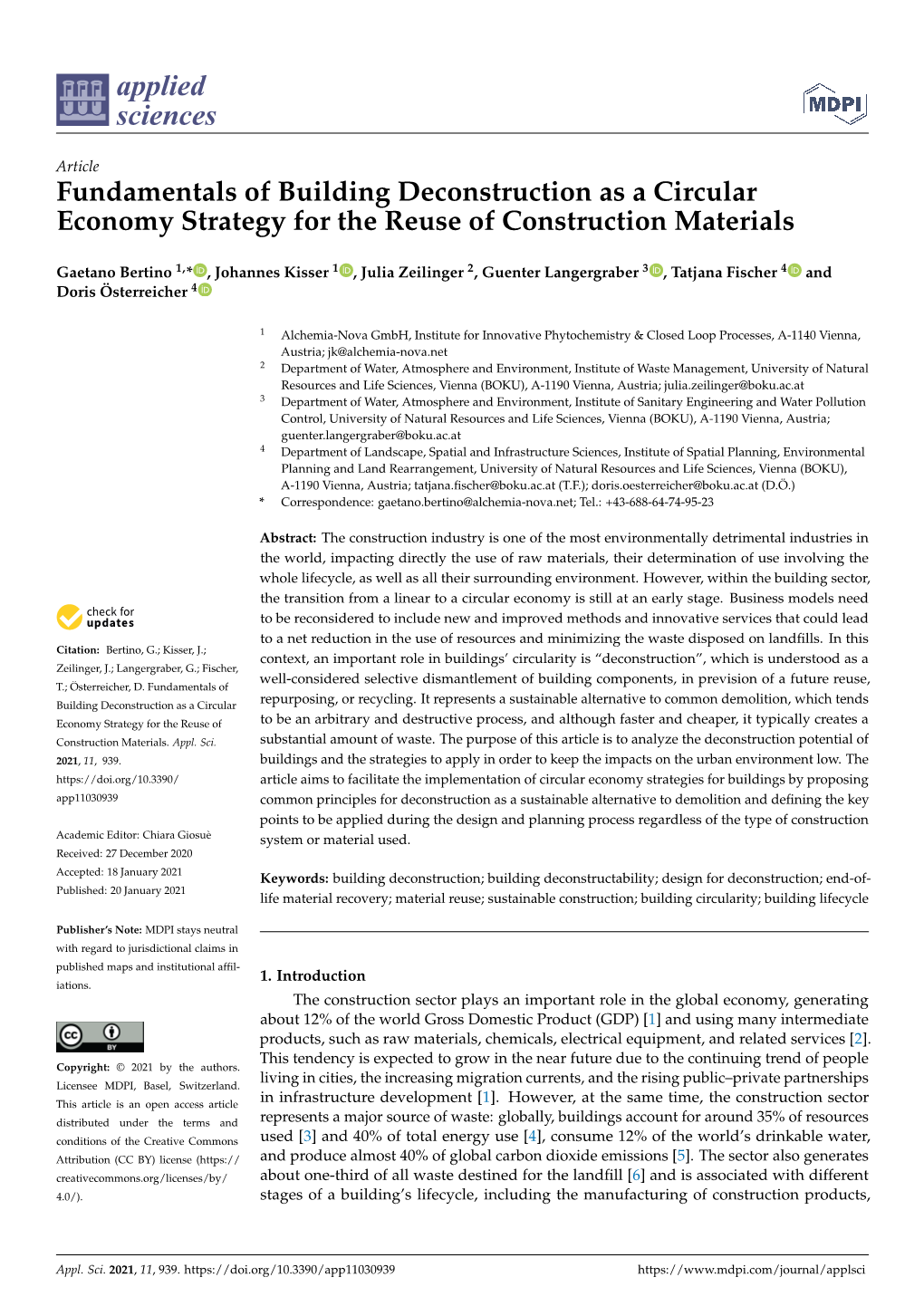 Fundamentals of Building Deconstruction As a Circular Economy Strategy for the Reuse of Construction Materials