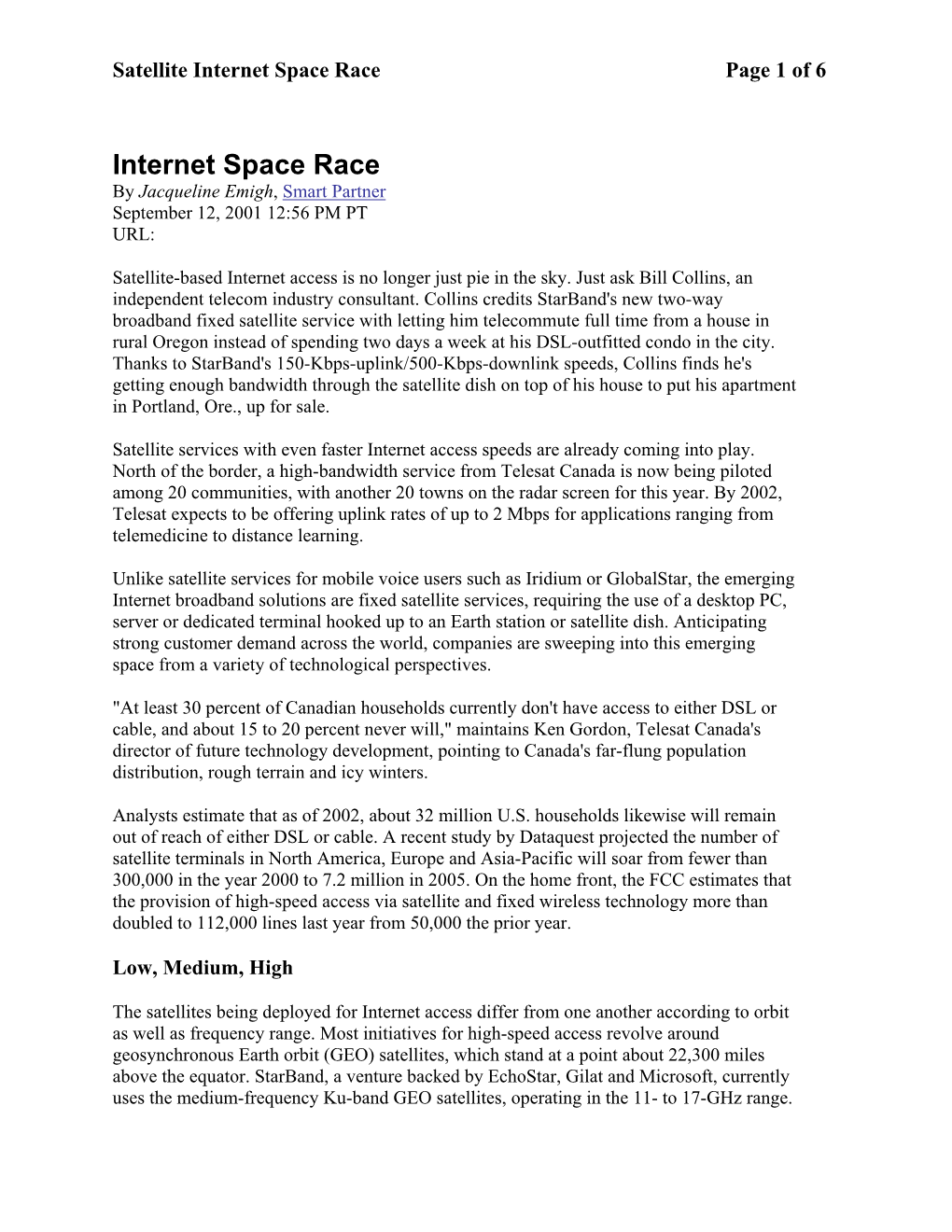 Internet Space Race Page 1 of 6