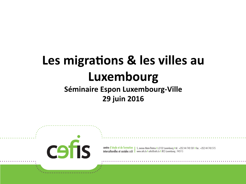 Les Migration & Les Villes Au Luxembourg