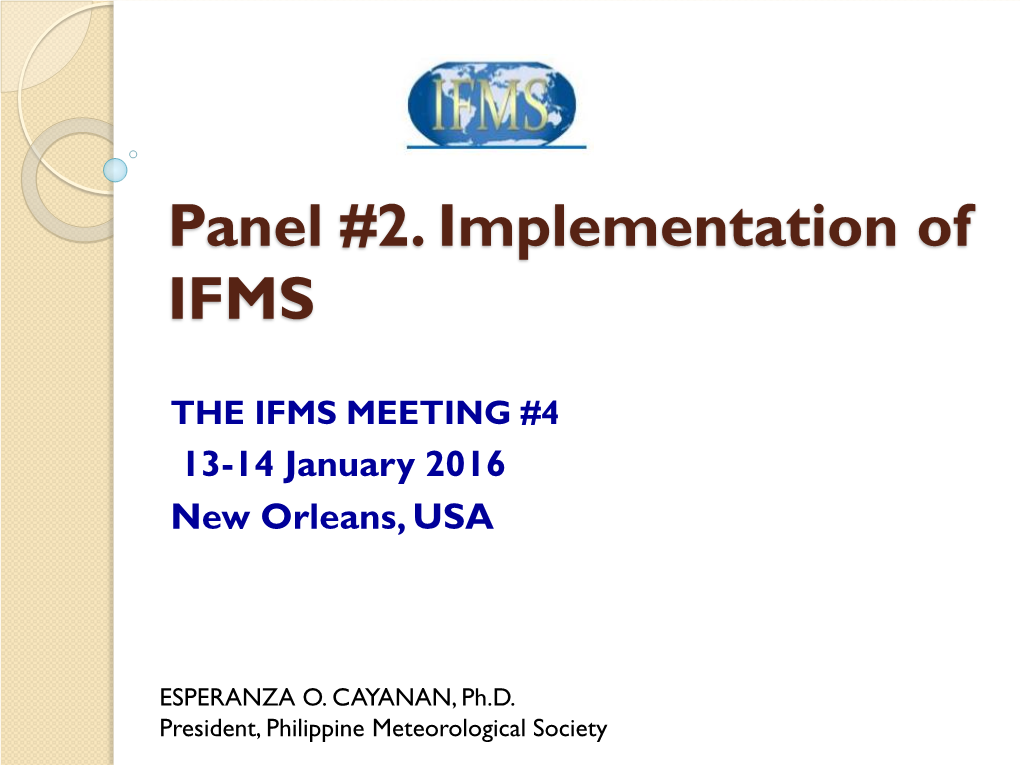 Panel 2: Implementation of IFMS–Esperanza O. Cayanan