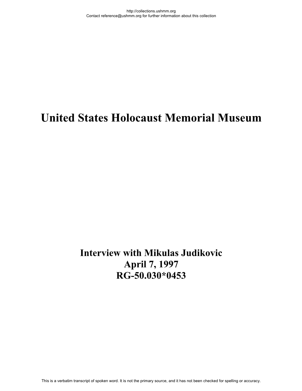 USHMM Finding