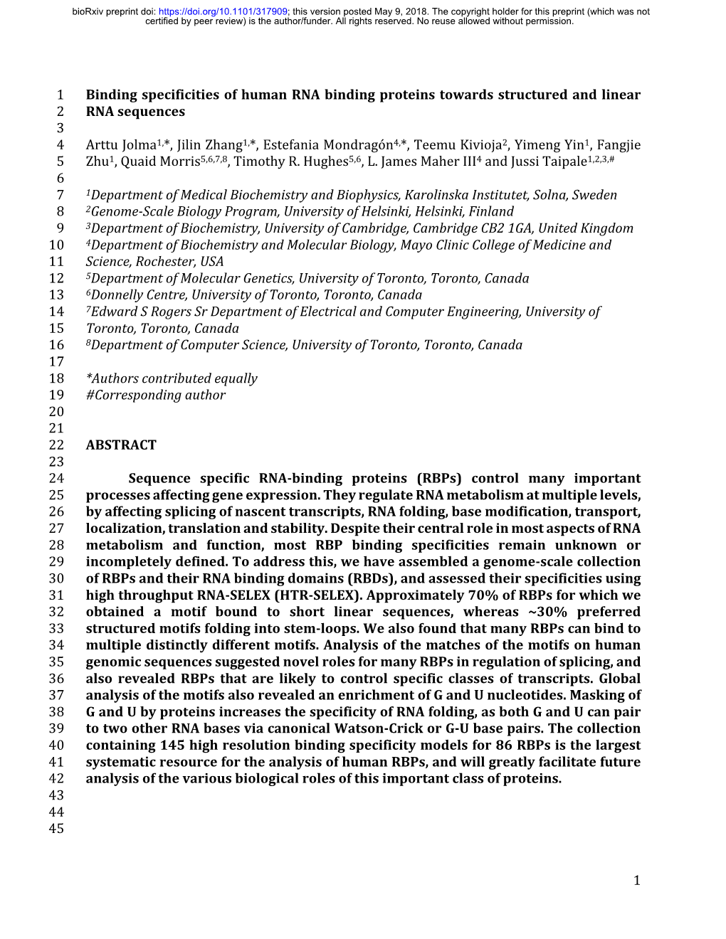 Binding Specificities of Human RNA Binding Proteins Towards Structured