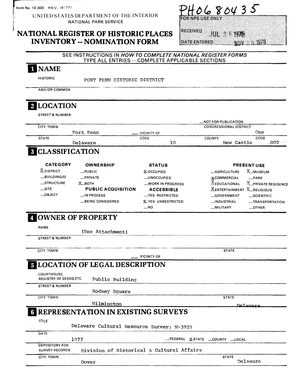 National Register of Historic Places Inventory -- Nomination Form