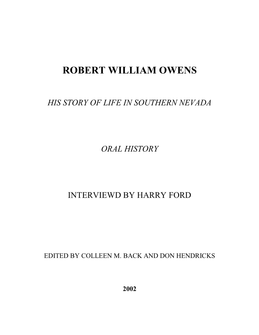 Robert William Owens