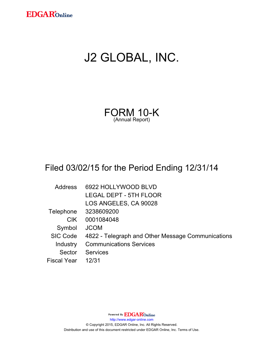 J2 Global, Inc