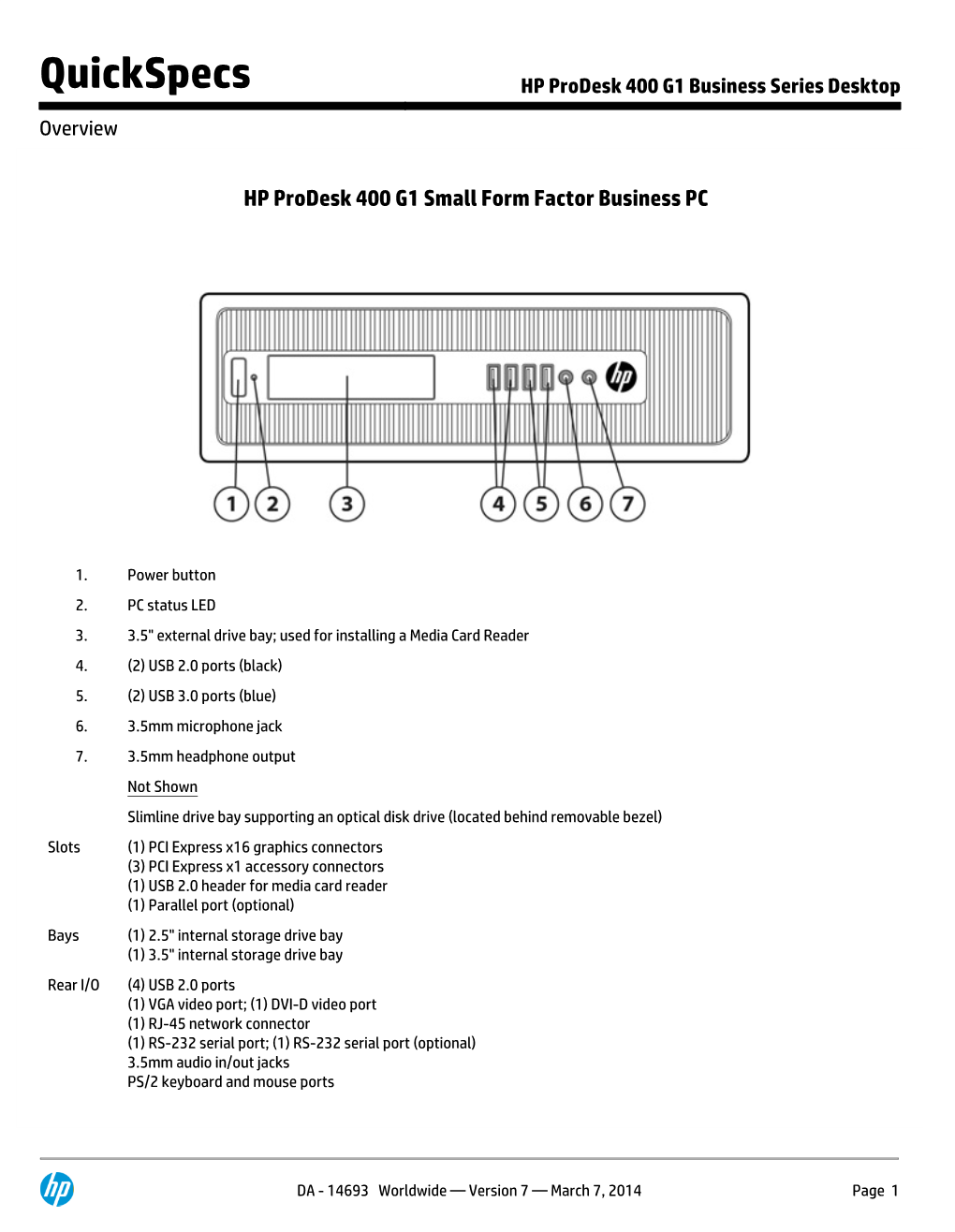 HP Prodesk 400 G1 Business Series Desktop