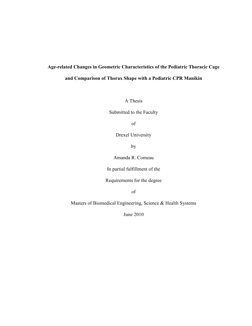 Age-Related Changes in Geometric Characteristics of the Pediatric Thoracic Cage