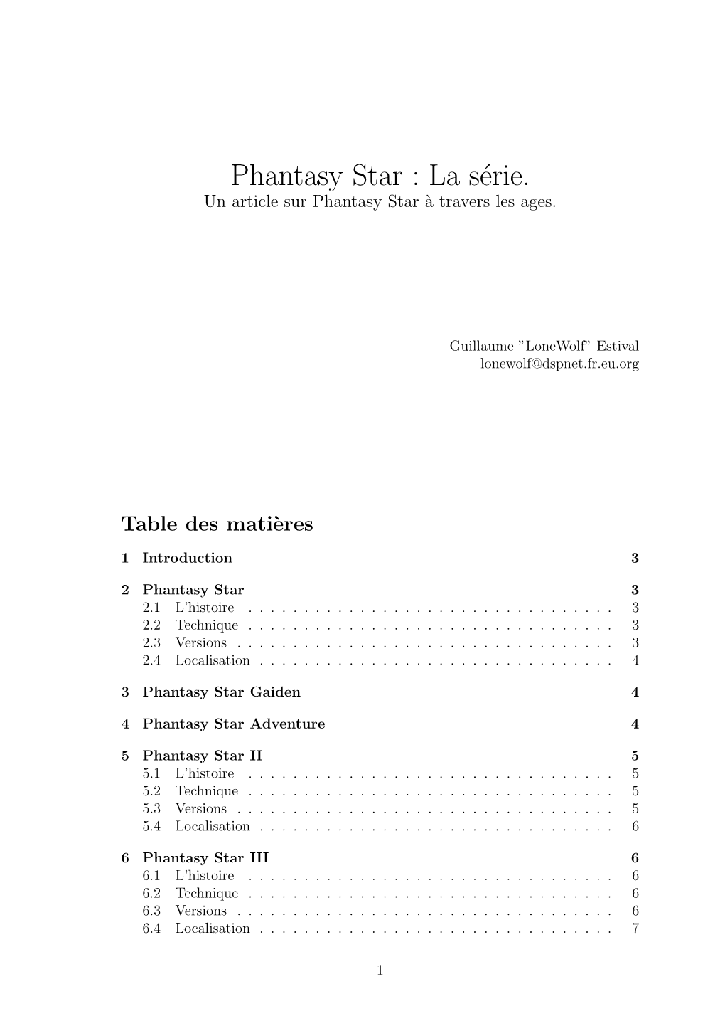 Phantasy Star : La Série