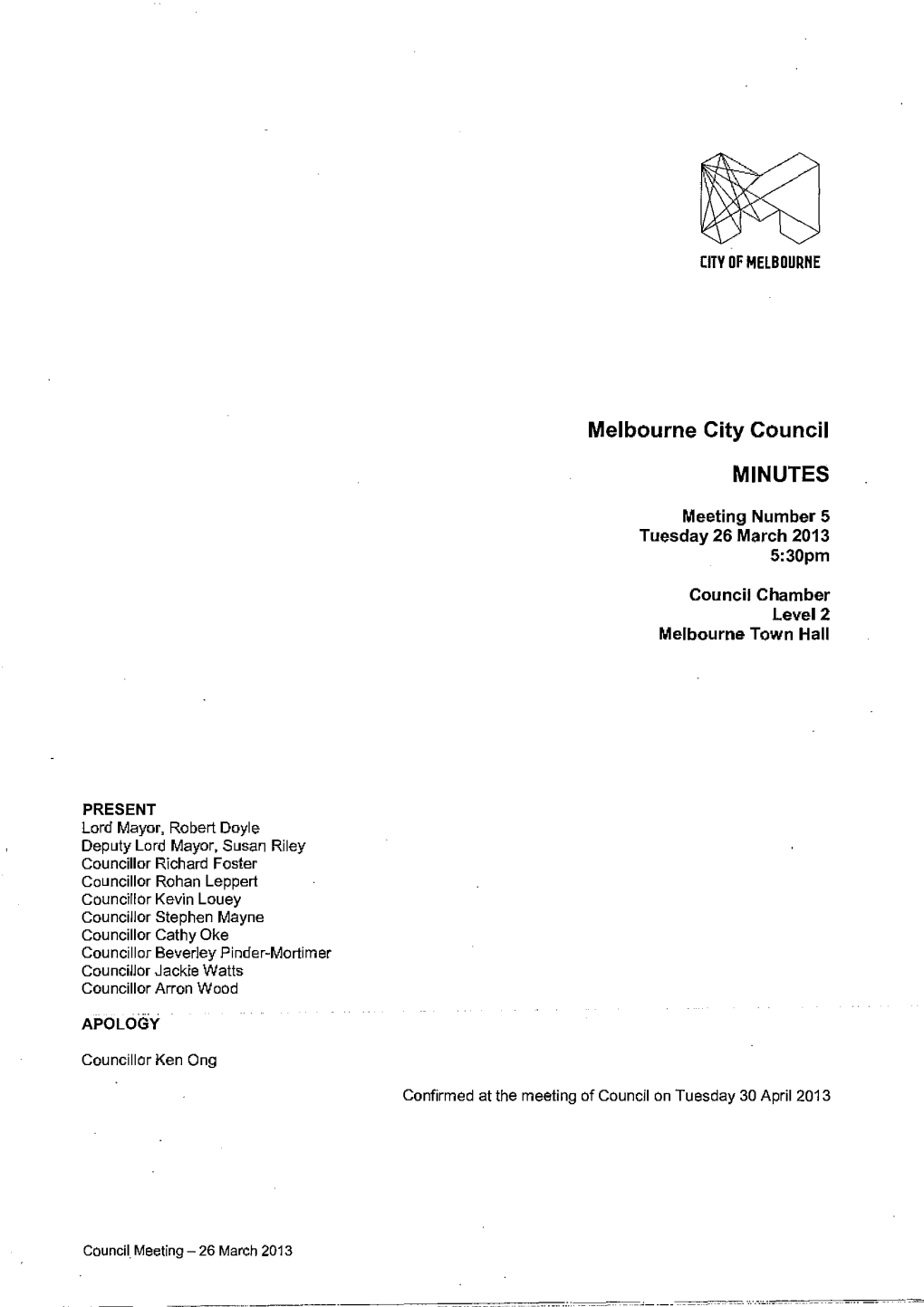 Melbourne City Council MINUTES