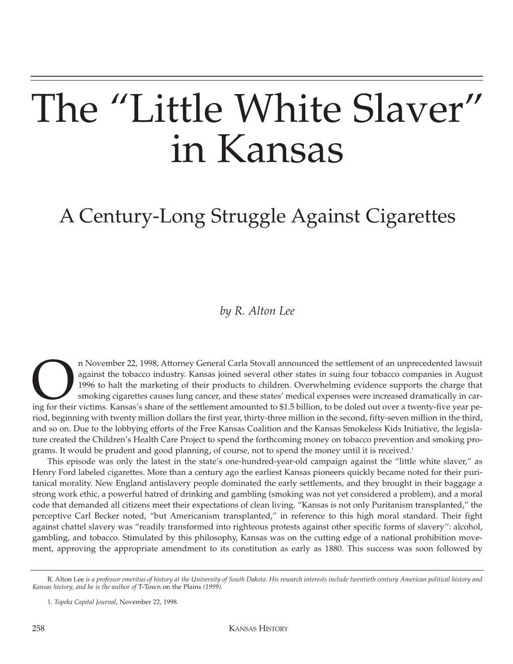 The “Little White Slaver” in Kansas
