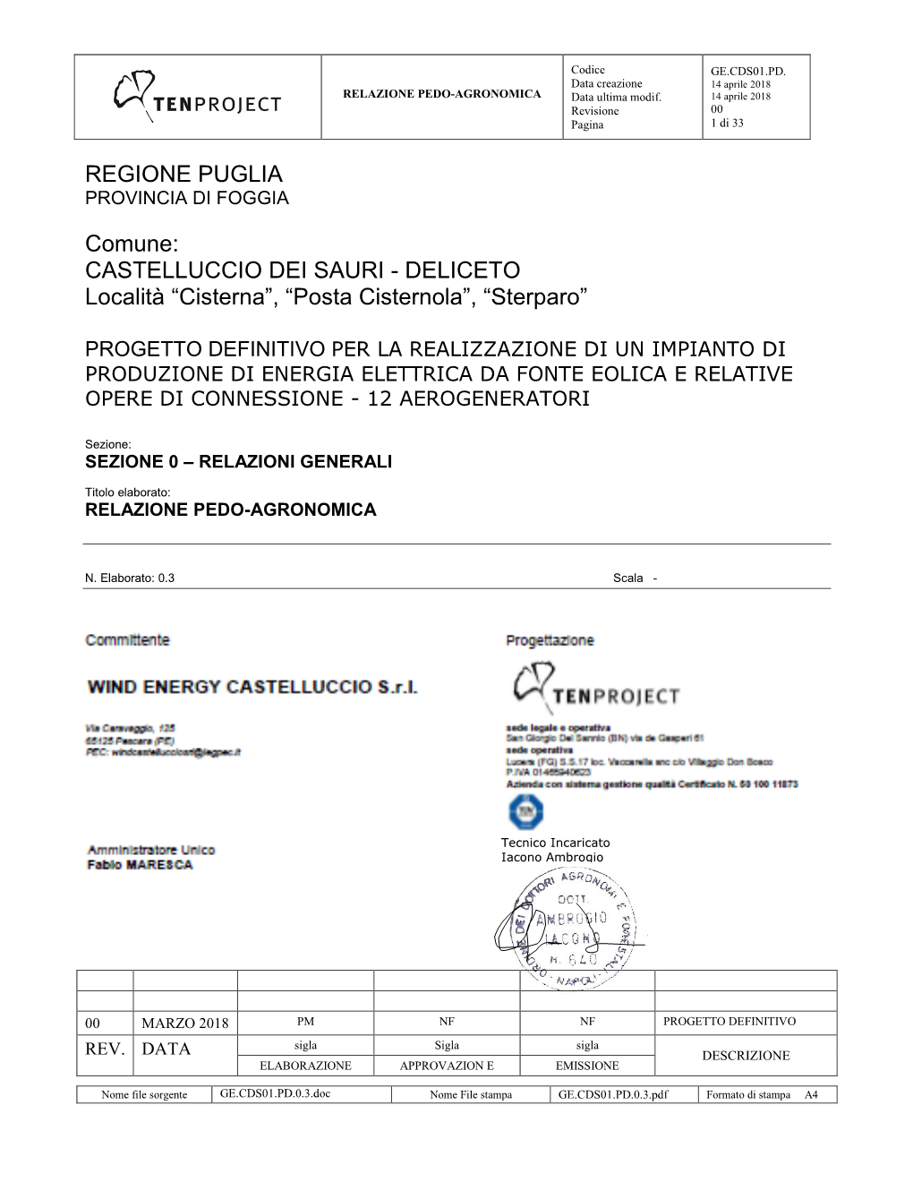 REGIONE PUGLIA Comune: CASTELLUCCIO DEI SAURI