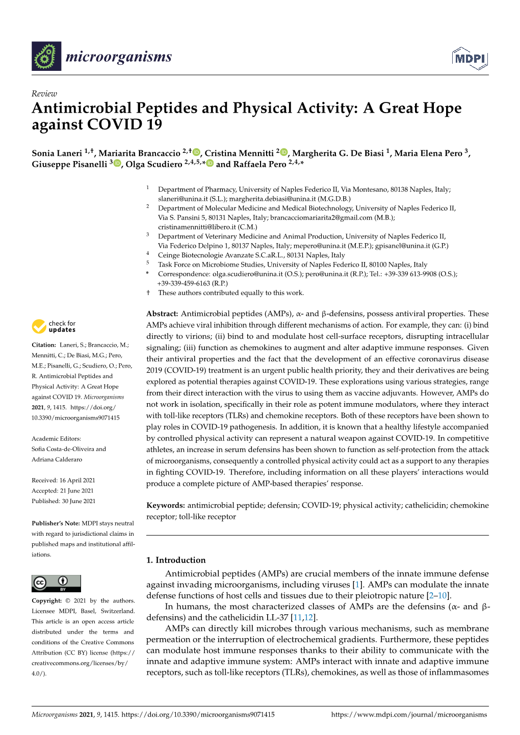 Antimicrobial Peptides and Physical Activity: a Great Hope Against COVID 19