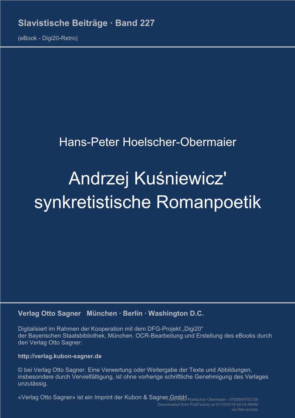 Andrzej Kuśniewicz' Synkretistische Romanpoetik