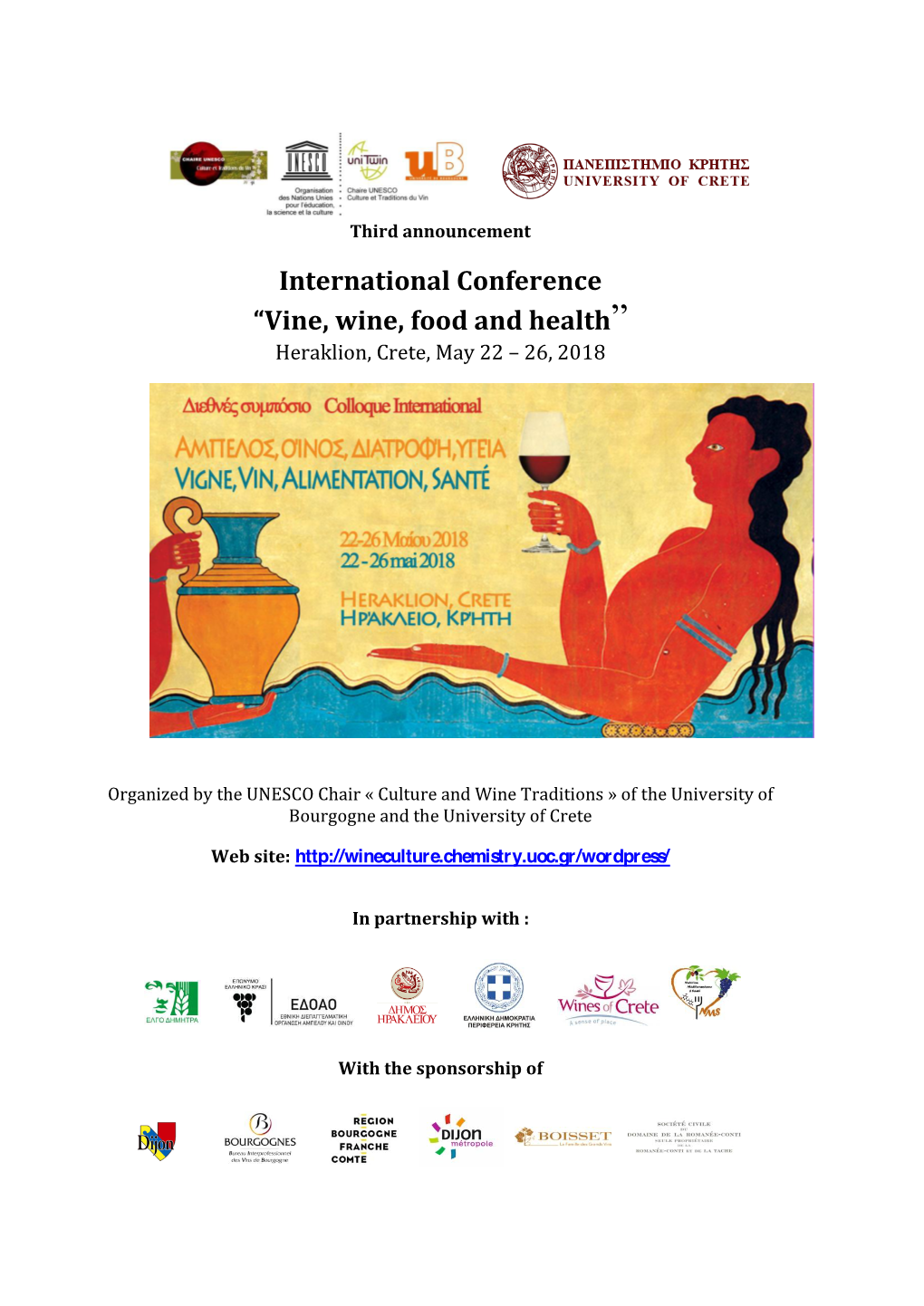 International Conference “Vine, Wine, Food and Health”