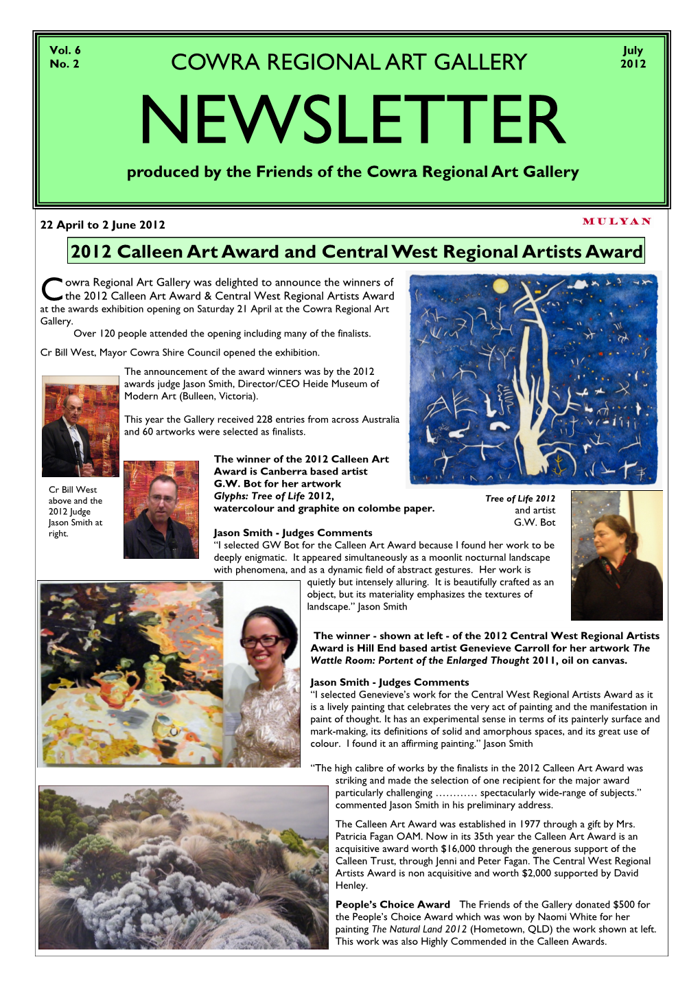 Cowra Regional Art Gallery 2012 Newsletter