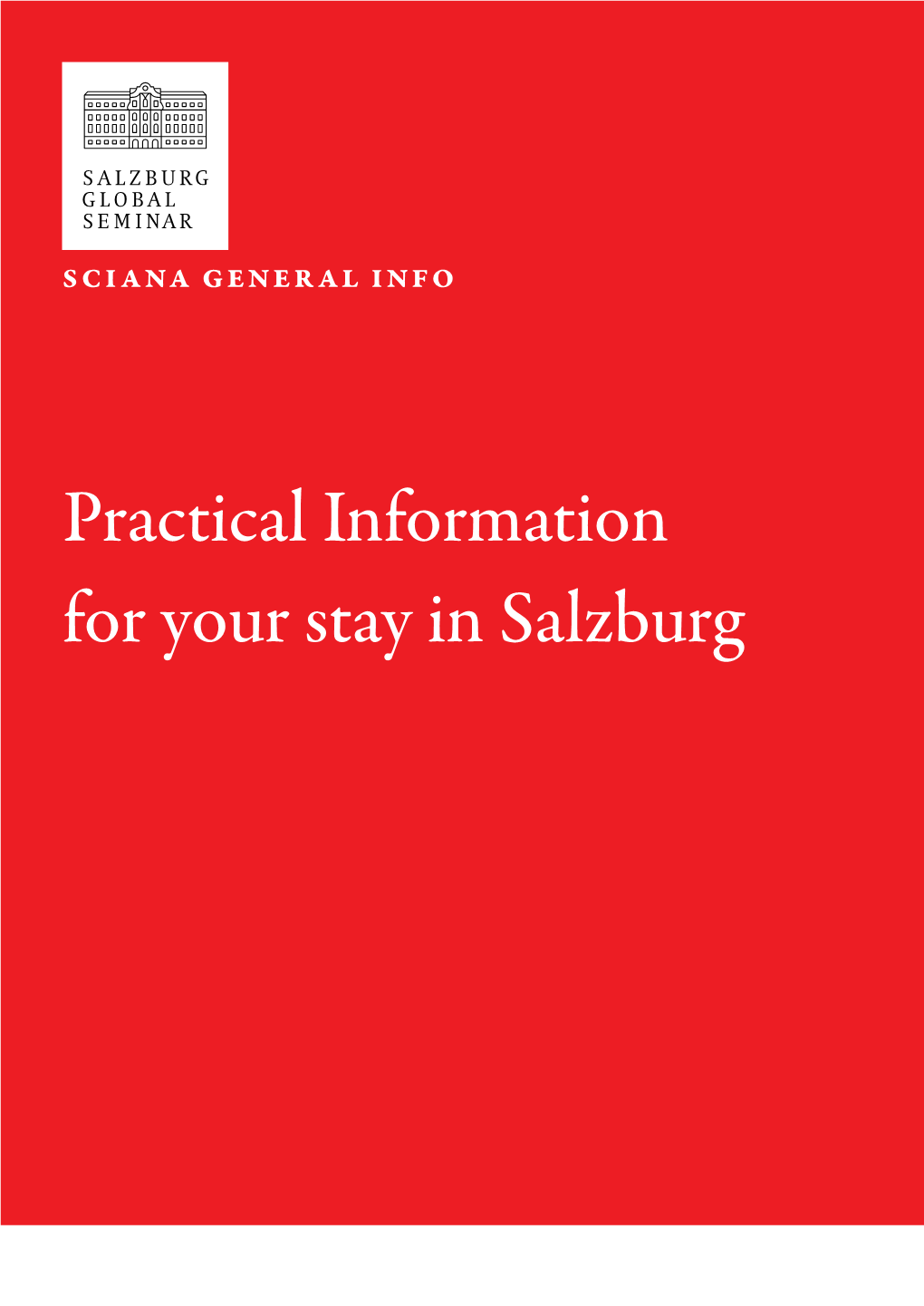 Practical Information for Your Stay in Salzburg Salzburg Global Seminar | Sciana | General Information
