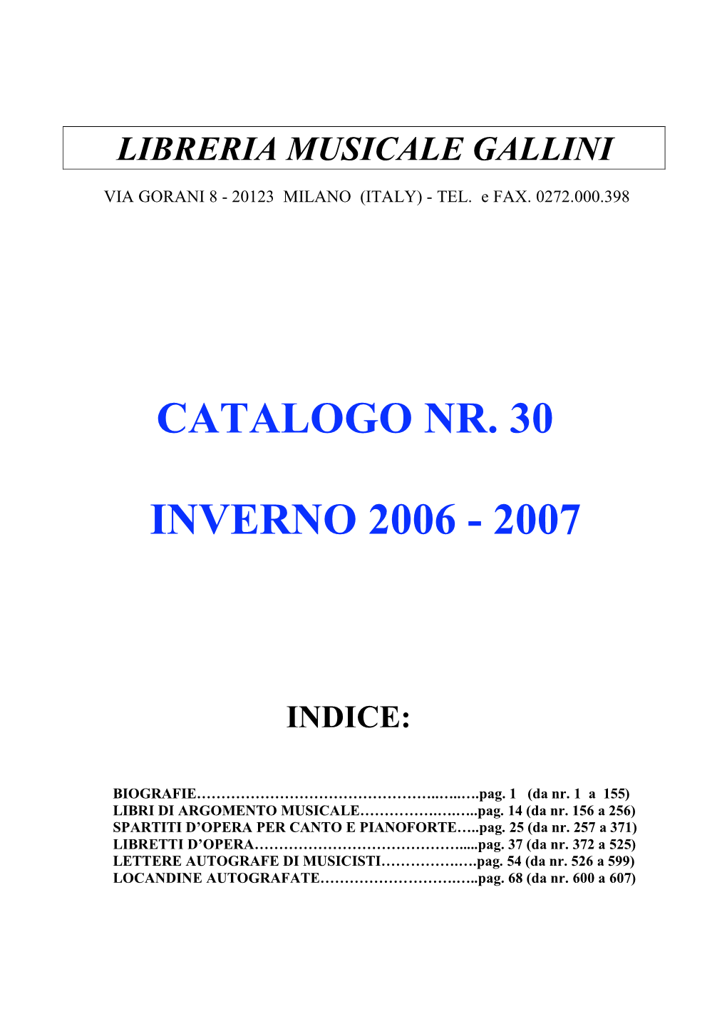 Catalogo Nr. 30 Inverno 2006