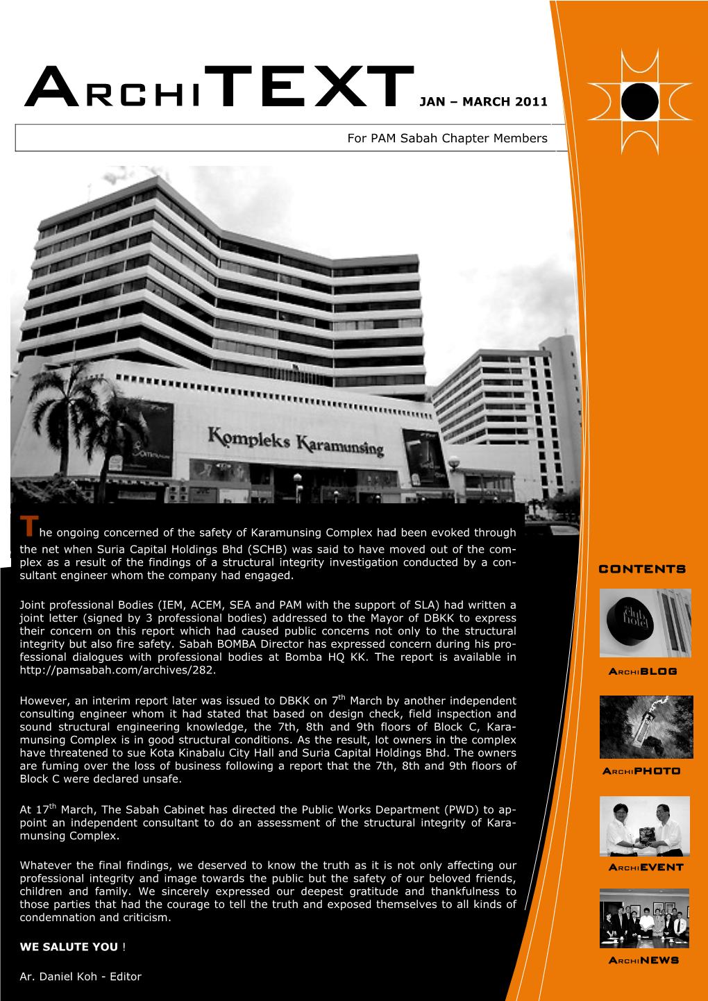 ARCHITEXT JAN – MARCH 2011 for PAM Sabah Chapter Members