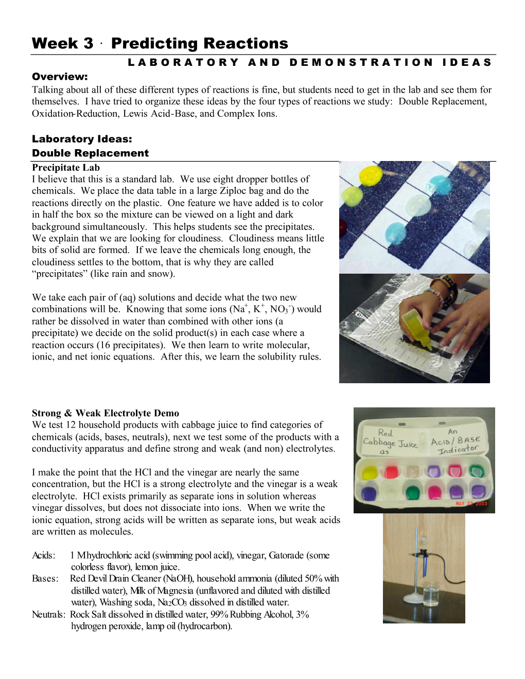 Week 3 • Predicting Reactions