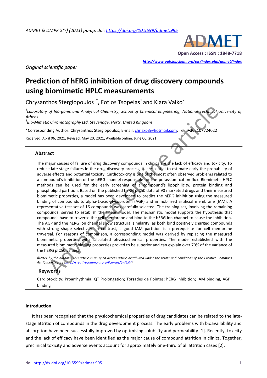 Prediction of Herg Inhibition of Drug Discovery Compounds Using