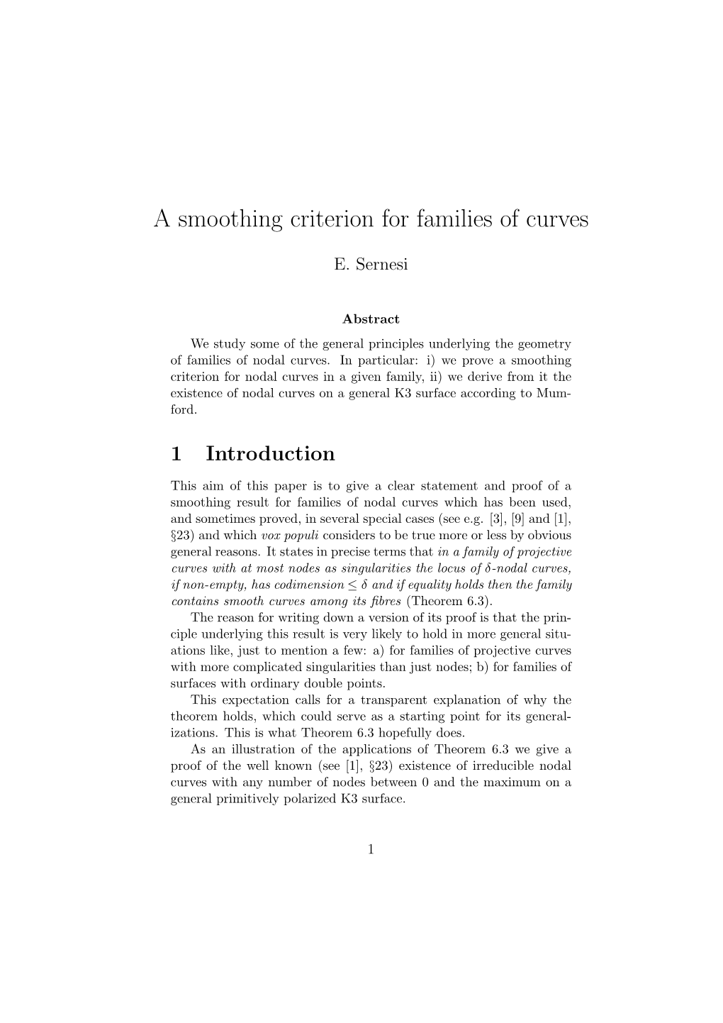 A Smoothing Criterion for Families of Curves