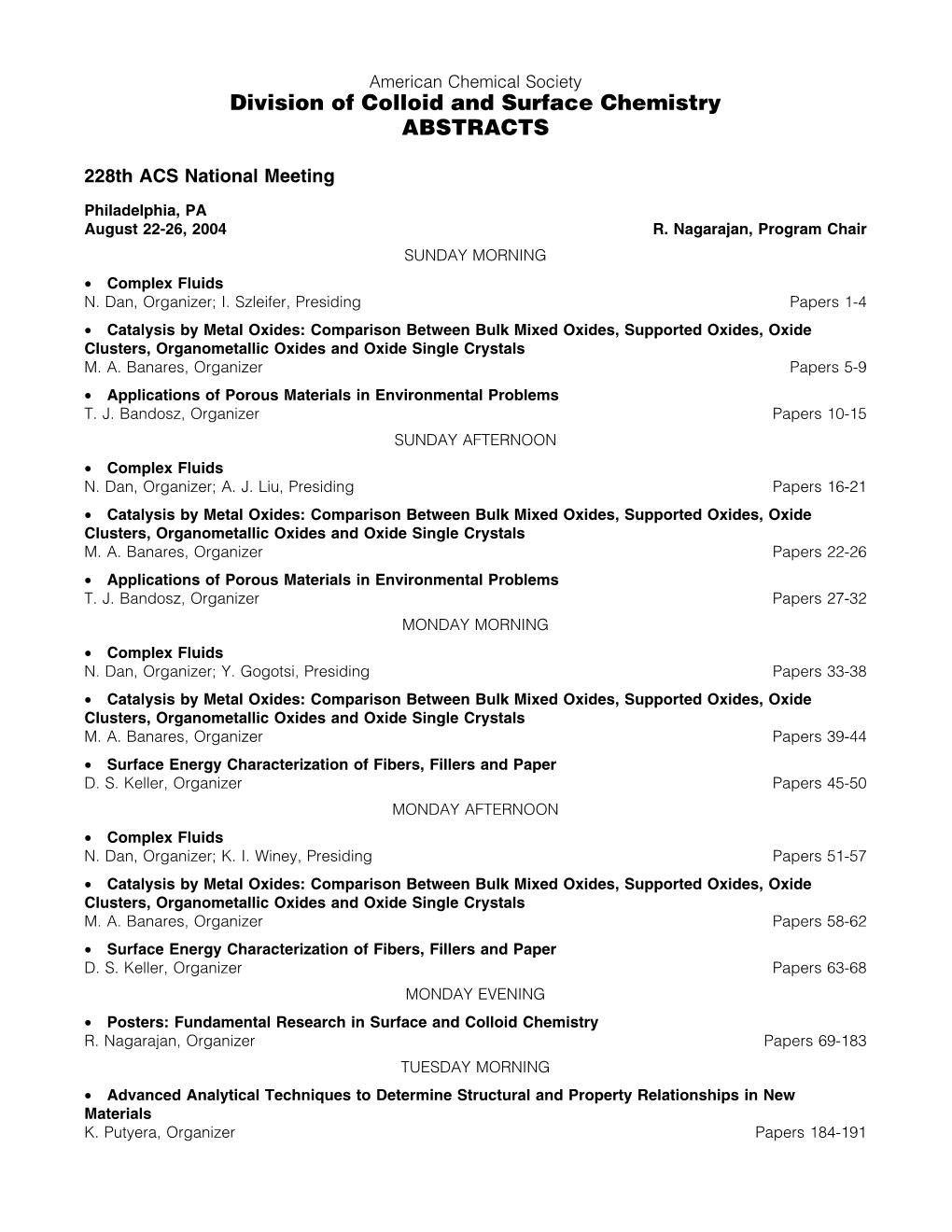 Division of Colloid and Surface Chemistry ABSTRACTS