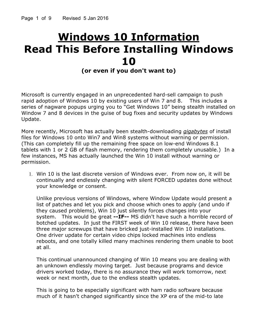 Windows 10 Information Read This Before Installing Windows 10 (Or Even If You Don't Want To)