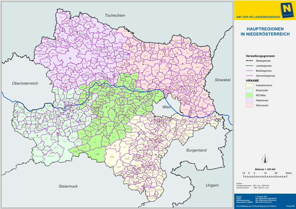 Hauptregionen in Niederösterreich