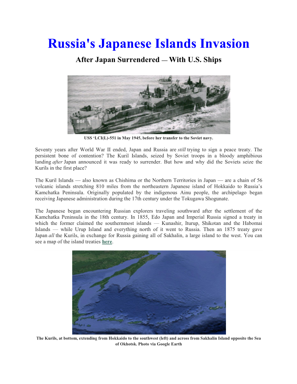 Russia's Japanese Islands Invasion