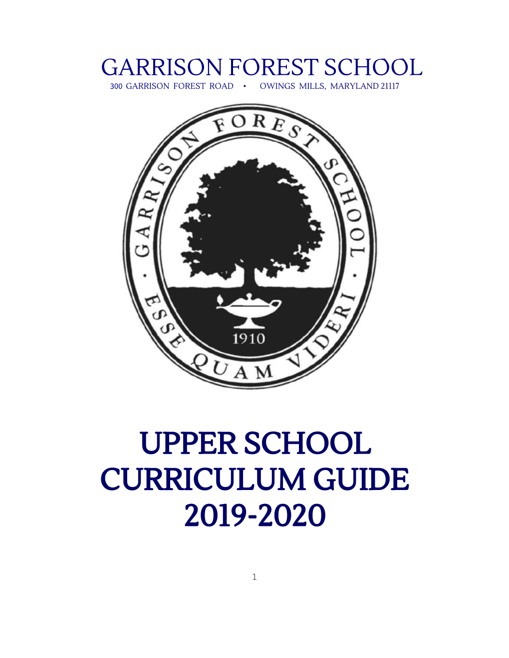 Upper School Curriculum Guide 2019-2020